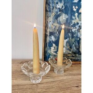 Gorham Crystal Vintage Candlestick Holder Set Of 2, 2" Tall, Made West Germany